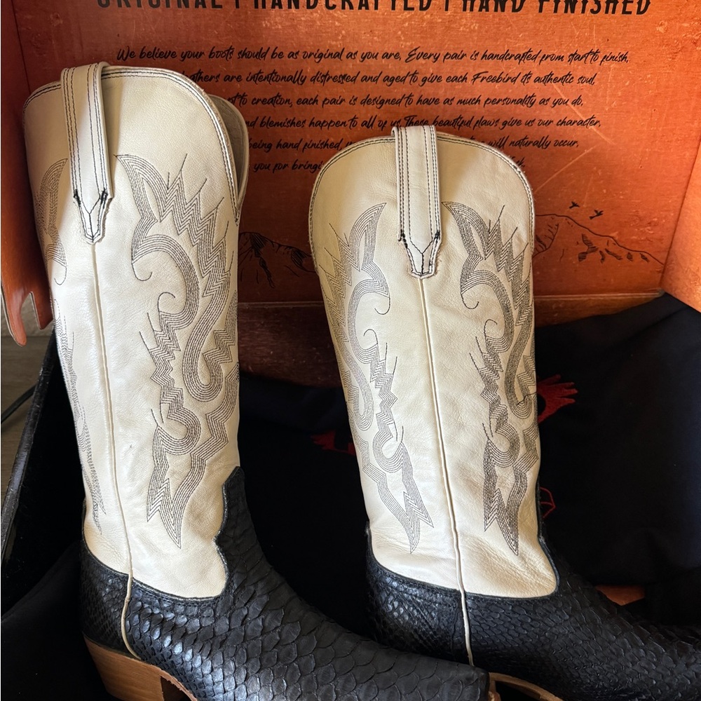 Rare Black Python Freebird Cowboy Boots